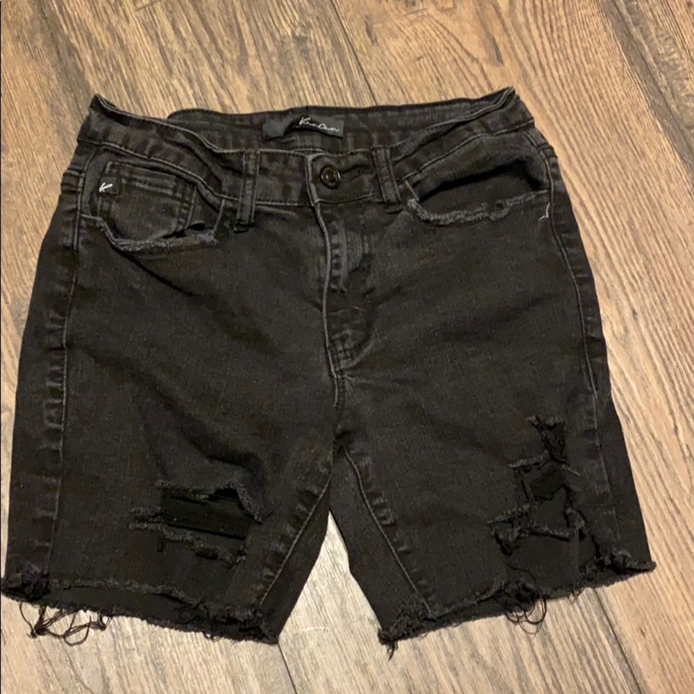 Black ripped jean shorts